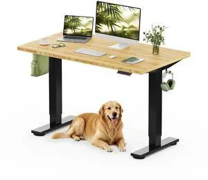 Solid Bamboo Standing Desk, 48" x 24" Real Bamboo Desktop with Natural Grain, Durable & Sustainable Workstation for Home Office and Multi-Monitor Setups (Black Frame) Solid Bamboo Standing Desk, 48" x 24" Real Bamboo Desktop with Natural Grain, Durable & Sustainable Workstation for Home Office and Multi-Monitor Setups (Black Frame)