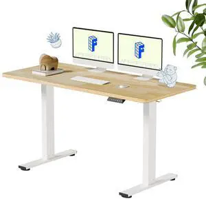 Solid Wood Standing Desk, 55" x 24" Real Wood Desktop with Natural Grain, Durable & Sustainable Workstation for Home Office and Multi-Monitor Setups (Rubber Wood, White Frame) Solid Wood Standing Desk, 55" x 24" Real Wood Desktop with Natural Grain, Durable & Sustainable Workstation for Home Office and Multi-Monitor Setups (Rubber Wood, White Frame)
