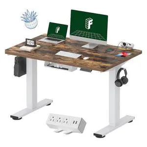 EN2 Whole-Piece Standing Desk with Clamp Power Strip, 48 x 30 Electric Stand Up Height Adjustable Desk with Cable Management (White Frame + 48" Rustic Brown Desktop, 2 Packages) EN2 Whole-Piece Standing Desk with Clamp Power Strip, 48 x 30 Electric Stand Up Height Adjustable Desk with Cable Management (White Frame + 48" Rustic Brown Desktop, 2 Packages)