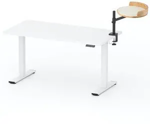 EN2 55" x 28" Standing Desk with Solid Wood Cat Bed Bundle, 1" Thick Desktop, Desk-Mounted Cat Perch with Scratcher, White EN2 55" x 28" Standing Desk with Solid Wood Cat Bed Bundle, 1" Thick Desktop, Desk-Mounted Cat Perch with Scratcher, White