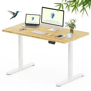 Solid Bamboo Standing Desk, 48" x 24" Real Bamboo Desktop with Natural Grain, Durable & Sustainable Workstation for Home Office and Multi-Monitor Setups (White Oval Legs) Solid Bamboo Standing Desk, 48" x 24" Real Bamboo Desktop with Natural Grain, Durable & Sustainable Workstation for Home Office and Multi-Monitor Setups (White Oval Legs)