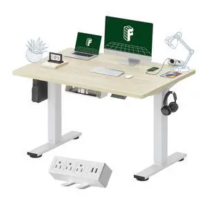 EN2 Whole-Piece Standing Desk with Clamp Power Strip, 48 x 30 Electric Stand Up Height Adjustable Desk with Cable Management (White Frame + 48" White Wood Grain Desktop, 2 Packages) EN2 Whole-Piece Standing Desk with Clamp Power Strip, 48 x 30 Electric Stand Up Height Adjustable Desk with Cable Management (White Frame + 48" White Wood Grain Desktop, 2 Packages)