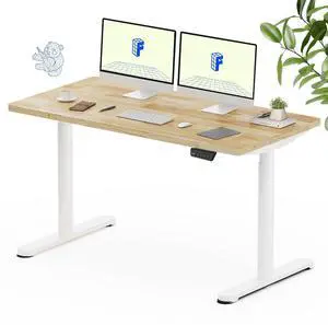 Solid Wood Standing Desk, 55" x 24" Real Wood Desktop with Natural Grain, Durable & Sustainable Workstation for Home Office and Multi-Monitor Setups (Rubber Wood, White Oval Legs) Solid Wood Standing Desk, 55" x 24" Real Wood Desktop with Natural Grain, Durable & Sustainable Workstation for Home Office and Multi-Monitor Setups (Rubber Wood, White Oval Legs)
