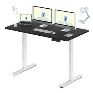 E3 Dual Motor 60 x 24 Electric Standing Desk Sit Stand Up Desk, Holds 220 lbs, Adjustable Height w/Memory Presets, One-Piece Black Desktop & White Frame, Ships in 2 Boxes E3 Dual Motor 60 x 24 Electric Standing Desk Sit Stand Up Desk, Holds 220 lbs, Adjustable Height w/Memory Presets, One-Piece Black Desktop & White Frame, Ships in 2 Boxes