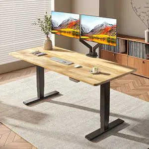 E6 MAX Solid Wood Dual Motor 55x24 Inch 3-Stage Heavy Duty Standing Desk, 330lbs Weight Capacity, Height Adjustable Desk w/Cable Management & Wheels(Butcher Block Rubberwood + Black Frame) E6 MAX Solid Wood Dual Motor 55x24 Inch 3-Stage Heavy Duty Standing Desk, 330lbs Weight Capacity, Height Adjustable Desk w/Cable Management & Wheels(Butcher Block Rubberwood + Black Frame)