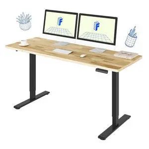 E3 Solid Wood Dual Motor 63 x 24 Electric Standing Desk Sit Stand Desk, Holds 220 lbs, Adjustable Height w/Memory Presets, Butcher Block Rubberwood Desktop & Black Frame, Ships in 2 Boxes E3 Solid Wood Dual Motor 63 x 24 Electric Standing Desk Sit Stand Desk, Holds 220 lbs, Adjustable Height w/Memory Presets, Butcher Block Rubberwood Desktop & Black Frame, Ships in 2 Boxes