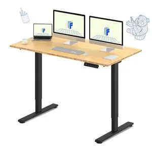 E3 Bamboo Dual Motor 60 x 30 Electric Standing Desk Sit Stand Up Desk, Holds 220 lbs, Adjustable Height w/Memory Presets, Solid Bamboo Desktop & Black Frame, Ships in 2 Boxes E3 Bamboo Dual Motor 60 x 30 Electric Standing Desk Sit Stand Up Desk, Holds 220 lbs, Adjustable Height w/Memory Presets, Solid Bamboo Desktop & Black Frame, Ships in 2 Boxes