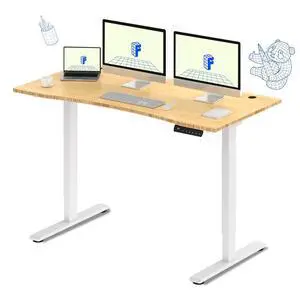 E3 Bamboo Dual Motor 60 x 30 Electric Standing Desk Sit Stand Up Desk, Holds 220 lbs, Adjustable Height w/Memory Presets, Solid Bamboo Curved Desktop & White Frame, Ships in 2 Boxes E3 Bamboo Dual Motor 60 x 30 Electric Standing Desk Sit Stand Up Desk, Holds 220 lbs, Adjustable Height w/Memory Presets, Solid Bamboo Curved Desktop & White Frame, Ships in 2 Boxes
