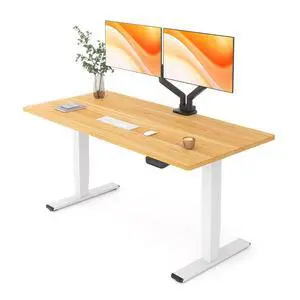 E6 MAX Dual Motor 55x28 Inch 3-Stage Heavy Duty Standing Desk, 330lbs Weight Capacity, Height Adjustable Desk w/Cable Management & Wheels (Seamless Maple Desktop + White Frame) E6 MAX Dual Motor 55x28 Inch 3-Stage Heavy Duty Standing Desk, 330lbs Weight Capacity, Height Adjustable Desk w/Cable Management & Wheels (Seamless Maple Desktop + White Frame)