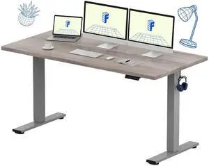 EN1 One-Piece Standing Desk 60 x 24 Inches Height Adjustable Electric Desk (Silver Frame + Grey Wood Grain Top, 2 Packages) EN1 One-Piece Standing Desk 60 x 24 Inches Height Adjustable Electric Desk (Silver Frame + Grey Wood Grain Top, 2 Packages)