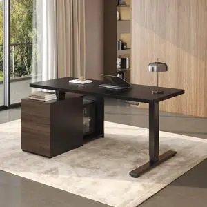 55" Executive Standing Desk with Drawers & CPU Holder, Dual Motor Height Adjustable Desk, 222 LBS Capacity, 1" Thick Desktop, Home Office Workstation, Black, 3 Packages 55" Executive Standing Desk with Drawers & CPU Holder, Dual Motor Height Adjustable Desk, 222 LBS Capacity, 1" Thick Desktop, Home Office Workstation, Black, 3 Packages