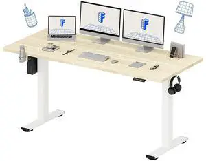 71x32 Inch Electric Large Standing Desk for Home & Office, Spacious Splice Board Desk with Cable Management & Organizer, Cup Holder & Hook, White Wood Grain 71x32 Inch Electric Large Standing Desk for Home & Office, Spacious Splice Board Desk with Cable Management & Organizer, Cup Holder & Hook, White Wood Grain