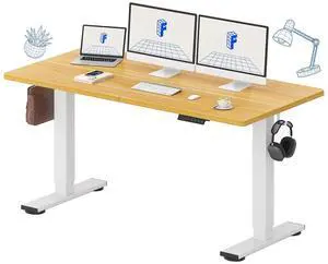 63x24 Inch Electric Height Adjustable Standing Desk for Home & Office, Splice Board Desk for Computer Workstation, Study, or Creative Setup, Maple 63x24 Inch Electric Height Adjustable Standing Desk for Home & Office, Splice Board Desk for Computer Workstation, Study, or Creative Setup, Maple