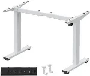EN1 Height Adjustable Standing Desk Frame with Memory Controller, Electric Sit Stand Desk Base for Home and Office (White Frame Only) EN1 Height Adjustable Standing Desk Frame with Memory Controller, Electric Sit Stand Desk Base for Home and Office (White Frame Only)