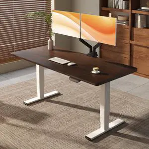 E6 MAX 1" Thick Beveled-Edge Solid Wood Standing Desk, 55"x28" Dual Motor 3-Stage Heavy Duty Workstation, 330lbs Weight Capacity Height Adjustable Desk(Black Walnut Rubberwood + White Frame) E6 MAX 1" Thick Beveled-Edge Solid Wood Standing Desk, 55"x28" Dual Motor 3-Stage Heavy Duty Workstation, 330lbs Weight Capacity Height Adjustable Desk(Black Walnut Rubberwood + White Frame)