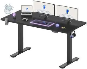 63x32 Inch Electric Large Standing Desk for Home & Office, Spacious Splice Board Desk with Cable Management & Organizer, Cup Holder & Hook, Black 63x32 Inch Electric Large Standing Desk for Home & Office, Spacious Splice Board Desk with Cable Management & Organizer, Cup Holder & Hook, Black