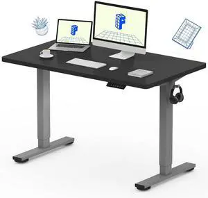 EN1 One-Piece Electric Standing Desk 48 x 24 Inches Seamless Seamless Desktop Height Adjustable Desk Stand Up Desks for Home Office (Silver Frame + Black Top, 2 Packages) EN1 One-Piece Electric Standing Desk 48 x 24 Inches Seamless Seamless Desktop Height Adjustable Desk Stand Up Desks for Home Office (Silver Frame + Black Top, 2 Packages)