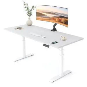 E6 Pro Large 60" x 24" Dual Motor Electric Standing Desk, Organic Modern Oval Leg Design, 3-Stage Height Adjustable Sit Stand Desk with Heavy Duty 330lbs, White Desktop, White Frame E6 Pro Large 60" x 24" Dual Motor Electric Standing Desk, Organic Modern Oval Leg Design, 3-Stage Height Adjustable Sit Stand Desk with Heavy Duty 330lbs, White Desktop, White Frame