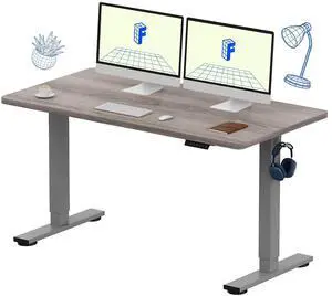 EN1 One-Piece Standing Desk 55 x 28 Inches Height Adjustable Electric Desk (Silver Frame + Grey Wood Grain Top, 2 Packages) EN1 One-Piece Standing Desk 55 x 28 Inches Height Adjustable Electric Desk (Silver Frame + Grey Wood Grain Top, 2 Packages)
