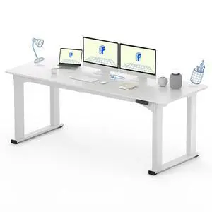 4 Legs Standing Desk 78 x 32 Inch Adjustable Height Desk with Splice Board Home Office Sit Stand Up Desk, White Top + White Frame 4 Legs Standing Desk 78 x 32 Inch Adjustable Height Desk with Splice Board Home Office Sit Stand Up Desk, White Top + White Frame