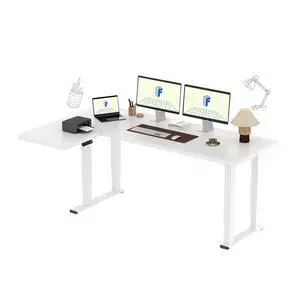 4-Leg L-Shaped Standing Desk, 71 x 43 Inches Electric Height Adjustable Desk with Memory Controller, 220lb Load Capacity, Reversible L/R Corner Desk for Home Office, Gaming & Study, White 4-Leg L-Shaped Standing Desk, 71 x 43 Inches Electric Height Adjustable Desk with Memory Controller, 220lb Load Capacity, Reversible L/R Corner Desk for Home Office, Gaming & Study, White