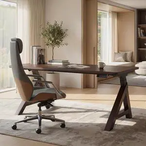 WoodiX 63 x 30 Inch Solid Wood Standing Desk, Premium Mid-Century Modern Executive Desk, Dual Motor Sit-Stand Workstation with Cable Management, 220 LBS, Walnut WoodiX 63 x 30 Inch Solid Wood Standing Desk, Premium Mid-Century Modern Executive Desk, Dual Motor Sit-Stand Workstation with Cable Management, 220 LBS, Walnut