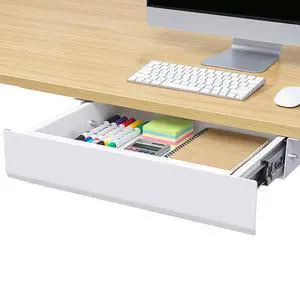 Under Desk Drawer, Steel Drawer for Desk Slide-out, Under table Mounted Drawer, Standing Workstation Storage Attachment for Office Home - 17.7 Width, White Under Desk Drawer, Steel Drawer for Desk Slide-out, Under table Mounted Drawer, Standing Workstation Storage Attachment for Office Home - 17.7 Width, White