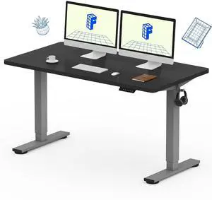 EN1 One-Piece Electric Stand Up Desk 55x28 Inches Home Office Computer Standing Table Height Adjustable Desk (Silver Frame + 55" Black Top, 2 Packages) EN1 One-Piece Electric Stand Up Desk 55x28 Inches Home Office Computer Standing Table Height Adjustable Desk (Silver Frame + 55" Black Top, 2 Packages)