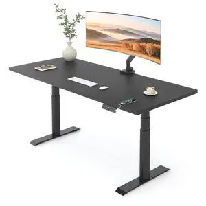 E6 Pro 55" x 28" Dual Motor Electric Standing Desk, Organic Modern Oval Leg Design, 3-Stage Height Adjustable Sit Stand Desk with heavy Duty 330lbs, Black Desktop, Black Frame E6 Pro 55" x 28" Dual Motor Electric Standing Desk, Organic Modern Oval Leg Design, 3-Stage Height Adjustable Sit Stand Desk with heavy Duty 330lbs, Black Desktop, Black Frame