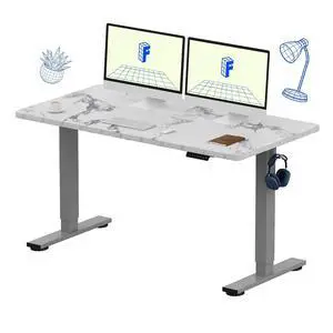 EN1 One-Piece Standing Desk 55 x 28 Inches Height Adjustable Electric Desk (Silver Frame + Marble Grey Top, 2 Packages) EN1 One-Piece Standing Desk 55 x 28 Inches Height Adjustable Electric Desk (Silver Frame + Marble Grey Top, 2 Packages)