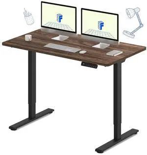 E3 Dual Motor Electric Standing Desk 55 x 28 Sit Stand Up Desk, Holds 220 lbs, Adjustable Height w/Memory Presets, One-Piece Brown Wood Grain Desktop & Black Frame, Ships in 2 Boxes E3 Dual Motor Electric Standing Desk 55 x 28 Sit Stand Up Desk, Holds 220 lbs, Adjustable Height w/Memory Presets, One-Piece Brown Wood Grain Desktop & Black Frame, Ships in 2 Boxes