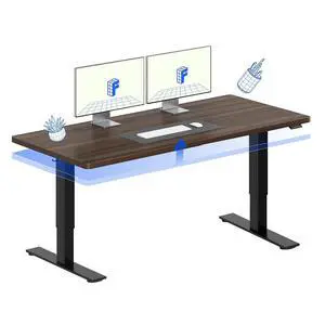 63" x 32" Office Standing Desk, Height Adjustable Sit-Stand Desk, Quiet & Stable, with Cable Management & Cup Holder, for Commercial Use, Black Walnut Top (2 Packages) 63" x 32" Office Standing Desk, Height Adjustable Sit-Stand Desk, Quiet & Stable, with Cable Management & Cup Holder, for Commercial Use, Black Walnut Top (2 Packages)