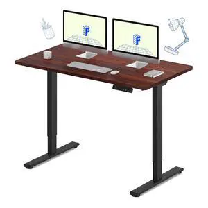 E3 Dual Motor Electric Standing Desk 55 x 28 Sit Stand Up Desk, Holds 220 lbs, Adjustable Height w/Memory Presets, One-Piece Mahogany Desktop & Black Frame, Ships in 2 Boxes E3 Dual Motor Electric Standing Desk 55 x 28 Sit Stand Up Desk, Holds 220 lbs, Adjustable Height w/Memory Presets, One-Piece Mahogany Desktop & Black Frame, Ships in 2 Boxes