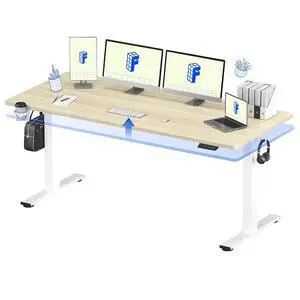 71" x 32" Office Standing Desk, Height Adjustable Sit-Stand Desk, Quiet & Stable, with Cable Management & Cup Holder, for Commercial Use, White Wood Grain Top (2 Packages) 71" x 32" Office Standing Desk, Height Adjustable Sit-Stand Desk, Quiet & Stable, with Cable Management & Cup Holder, for Commercial Use, White Wood Grain Top (2 Packages)