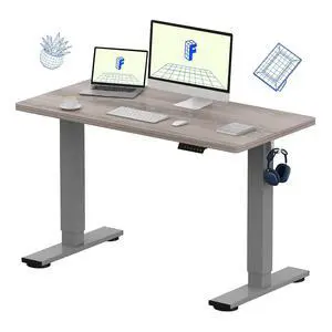 EN1 One-Piece Standing Desk 48 x 24 Inches Height Adjustable Electric Desk (Silver Frame + Grey Wood Grain Top, 2 Packages) EN1 One-Piece Standing Desk 48 x 24 Inches Height Adjustable Electric Desk (Silver Frame + Grey Wood Grain Top, 2 Packages)