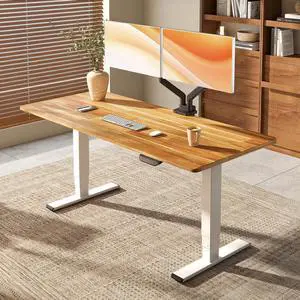 E6 MAX Woodix Acacia Solid Wood 60"x30" Dual Motor Heavy Duty Standing Desk, 330lbs Capacity, 3-Stage Height Adjustable Desk w/Cable Management & Wheels(Natural Acacia Wood + White Frame) E6 MAX Woodix Acacia Solid Wood 60"x30" Dual Motor Heavy Duty Standing Desk, 330lbs Capacity, 3-Stage Height Adjustable Desk w/Cable Management & Wheels(Natural Acacia Wood + White Frame)