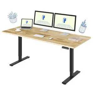 E3 Solid Wood Dual Motor 71 x 30 Electric Standing Desk Sit Stand Desk, Holds 220 lbs, Adjustable Height w/Memory Presets, Butcher Block Rubberwood Desktop & Black Frame, Ships in 2 Boxes E3 Solid Wood Dual Motor 71 x 30 Electric Standing Desk Sit Stand Desk, Holds 220 lbs, Adjustable Height w/Memory Presets, Butcher Block Rubberwood Desktop & Black Frame, Ships in 2 Boxes