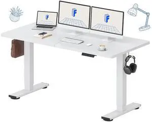 63x24 Inch Electric Height Adjustable Standing Desk for Home & Office, Splice Board Desk for Computer Workstation, Study, or Creative Setup, White 63x24 Inch Electric Height Adjustable Standing Desk for Home & Office, Splice Board Desk for Computer Workstation, Study, or Creative Setup, White