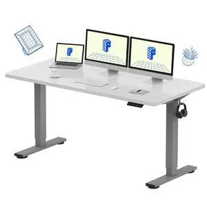 EN1 One-Piece Adjustable Stand Up Desk Workstation - Electric Standing Desk with Seamless Desktop (Silver Frame + 60 inches White Top, 2 Packages) EN1 One-Piece Adjustable Stand Up Desk Workstation - Electric Standing Desk with Seamless Desktop (Silver Frame + 60 inches White Top, 2 Packages)