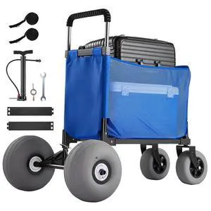 Beach Cart, 165LBS Load Capacity, Portable Folding Beach Wagon Dolly with 12" Balloon Wheels for Sand, Storage Bag & 4-Level Adjustable Height for Outdoor Camping Fishing Beach Cart, 165LBS Load Capacity, Portable Folding Beach Wagon Dolly with 12" Balloon Wheels for Sand, Storage Bag & 4-Level Adjustable Height for Outdoor Camping Fishing