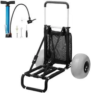 Beach Dolly with Big Wheels for Sand, 29.9" x 15.4" Cargo Deck, w/ 12" Balloon Wheels, 165LBS Loading Capacity Folding Sand Cart & 27" to 44.7" Adjustable Height, Heavy Duty Cart for Beach Beach Dolly with Big Wheels for Sand, 29.9" x 15.4" Cargo Deck, w/ 12" Balloon Wheels, 165LBS Loading Capacity Folding Sand Cart & 27" to 44.7" Adjustable Height, Heavy Duty Cart for Beach