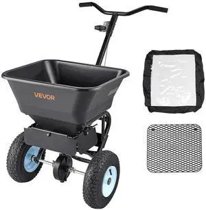 Broadcast Spreader, 100LBS Capacity, Walk-Behind Push Spreader, 0-9.8ft Spreading Width, 13 in All Terrain Pneumatic Tires, Fertilizer Spreaders with Hopper Grate, for Seed Salt Ice Melt Broadcast Spreader, 100LBS Capacity, Walk-Behind Push Spreader, 0-9.8ft Spreading Width, 13 in All Terrain Pneumatic Tires, Fertilizer Spreaders with Hopper Grate, for Seed Salt Ice Melt