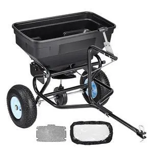 Tow Behind Broadcast Spreader, 130LBS Capacity, Tow/Push Garden Spreader with 13 in Tires, 30 Adjustable Setting & 9.8 ft Spreading Width, Lawn Spreaders for Seed, Fertilizer, Salt, Ice Melt Tow Behind Broadcast Spreader, 130LBS Capacity, Tow/Push Garden Spreader with 13 in Tires, 30 Adjustable Setting & 9.8 ft Spreading Width, Lawn Spreaders for Seed, Fertilizer, Salt, Ice Melt