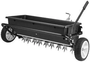 Tow Behind Lawn Spreader with Aeration Spikes, 32 in Spreading Width, Broadcast Spreader with Universal Hitch, Garden Seeder & Soil Aerator with 100lbs Capacity & 10 in Tires for ATVs UTVs Tow Behind Lawn Spreader with Aeration Spikes, 32 in Spreading Width, Broadcast Spreader with Universal Hitch, Garden Seeder & Soil Aerator with 100lbs Capacity & 10 in Tires for ATVs UTVs