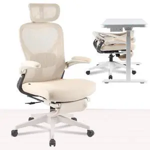 Foldex Office Folding Chair, Ergonomic Chair for Small Spaces with Lumbar Support, Flip-up Armrests, 3D Headrest, Desk Chairs with Footrest for Work,Video Game Cream Foldex Office Folding Chair, Ergonomic Chair for Small Spaces with Lumbar Support, Flip-up Armrests, 3D Headrest, Desk Chairs with Footrest for Work,Video Game Cream