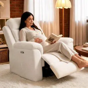Souffle-Pro Swivel Rocker Recliner Chair with Nightlight, Power Nursery Glider Recliner with Massage & Heat, Adjustable Headrest, Oeko-TEX Fabric, Ideal for Nursery & Home Relaxation, Cream Souffle-Pro Swivel Rocker Recliner Chair with Nightlight, Power Nursery Glider Recliner with Massage & Heat, Adjustable Headrest, Oeko-TEX Fabric, Ideal for Nursery & Home Relaxation, Cream