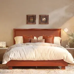 Queen Upholstered Bed Frame with Adjustable Headboard, 900 lbs Heavy Duty Platform Bed, USB & Type-C Charging Ports, Soft Padded Frame, No Box Spring Needed, SGS Certified, Orange Queen Upholstered Bed Frame with Adjustable Headboard, 900 lbs Heavy Duty Platform Bed, USB & Type-C Charging Ports, Soft Padded Frame, No Box Spring Needed, SGS Certified, Orange