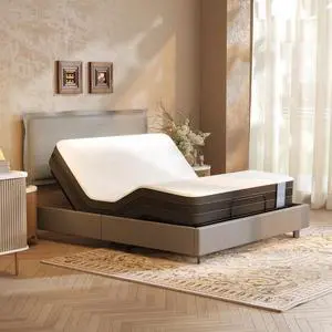 Queen Adjustable Bed Base with Upholstered Frame, Head & Foot Lift, 600 lbs Capacity, No Box Spring Needed, Minimalist Design, Light Grey, 5-Year Motor & 10-Year Warranty Queen Adjustable Bed Base with Upholstered Frame, Head & Foot Lift, 600 lbs Capacity, No Box Spring Needed, Minimalist Design, Light Grey, 5-Year Motor & 10-Year Warranty