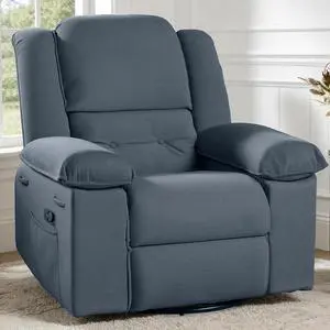 Swivel Rocker Recliner Chair for Adults with Massage & Heat, 360° Swivel Manual Glider Recliner with Side Pocket, Compact Living Room Apartment Reclining Chair (Blue-Grey) Swivel Rocker Recliner Chair for Adults with Massage & Heat, 360° Swivel Manual Glider Recliner with Side Pocket, Compact Living Room Apartment Reclining Chair (Blue-Grey)