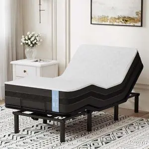 Adjustable Bed Frame Base Twin XL + 10" Cooling Gel Memory Foam Mattress, Massage, Head and Foot Incline, Zero Gravity, Zero Clearance, Under-Bed Lights, Anti-Snore, Wireless Remote Adjustable Bed Frame Base Twin XL + 10" Cooling Gel Memory Foam Mattress, Massage, Head and Foot Incline, Zero Gravity, Zero Clearance, Under-Bed Lights, Anti-Snore, Wireless Remote